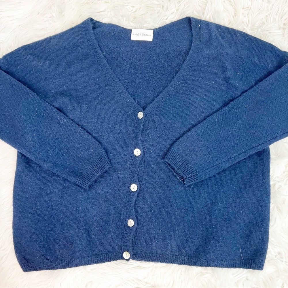 ANAIS & VALENTIN BLUE LONG SLEEVE V-NECK BUTTON FRONT CARDIGAN SWEATER SZ LARGE
